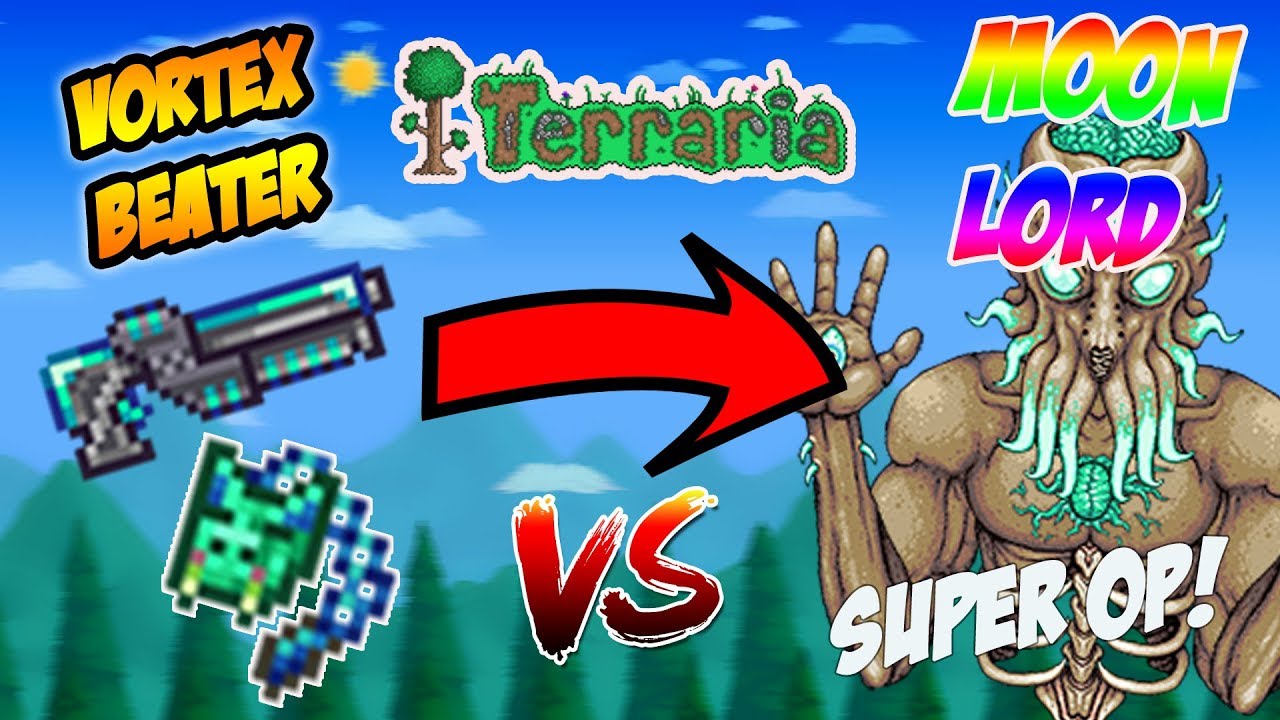 TERRARIA VORTEX BEATER GLITCH + FLAIRON = EASIEST EXPERT MODE MOON LORD KILL?! SUPER OP!!!