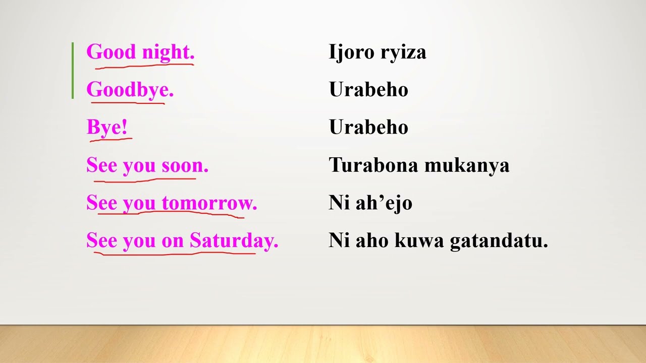 Twige gusuhuzanya mu Cyongereza: Greetings