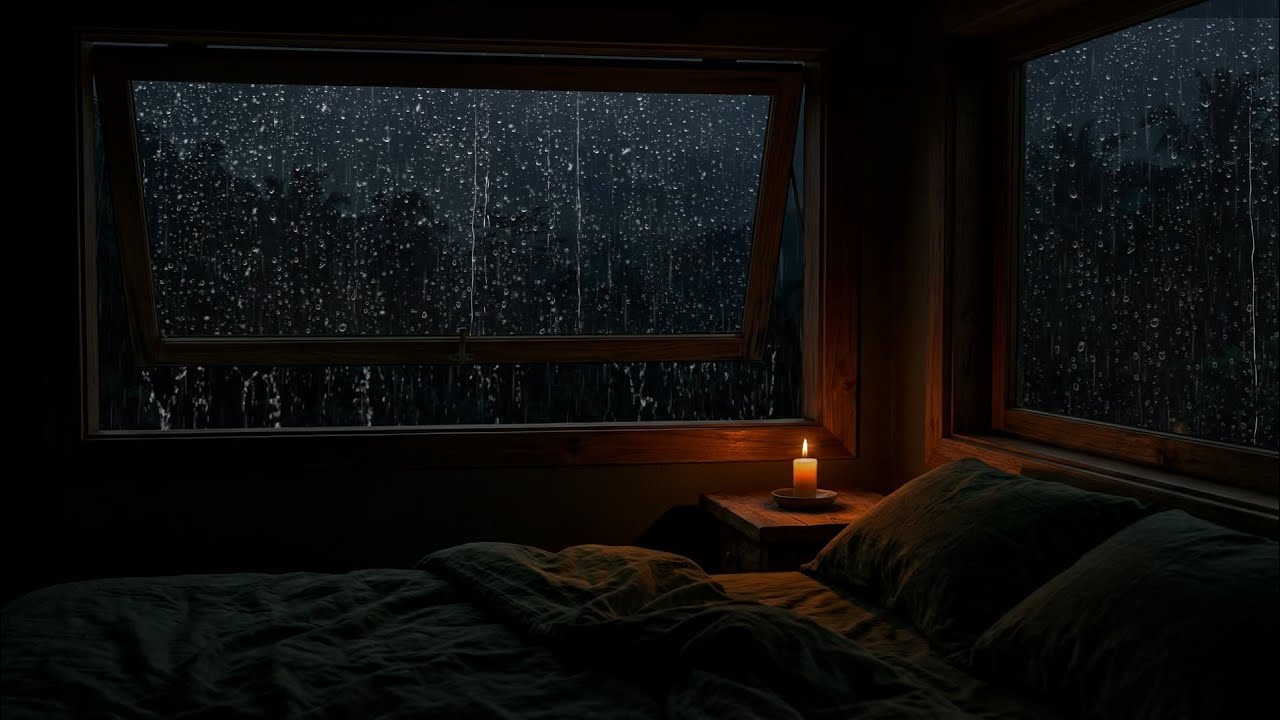 Rain Sound On Window with Thunder SoundsㅣHeavy Rain for Sleep, Study and Relaxation, Meditation