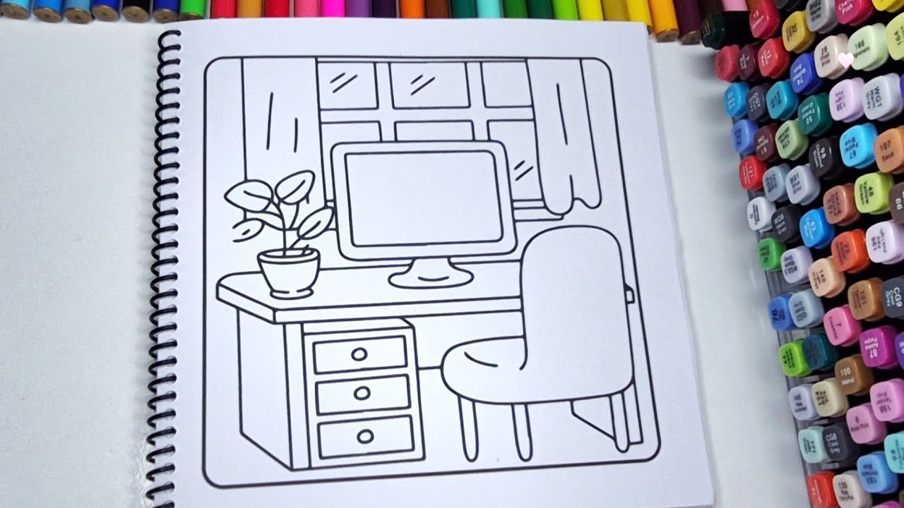 ASMR Cute Cozy Coloring | Color with Me at My Desk Setup | Relaxing Brown Vibes