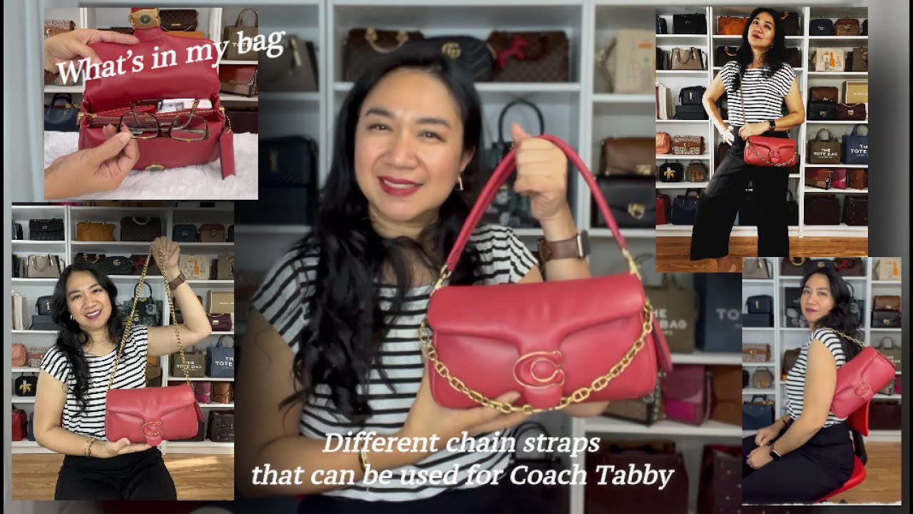DIFFERENT COACH CHAIN STRAPS YOU CAN USE FOR YOUR COACH PILLOW TABBY || WHAT'S IN MY BAG 👛