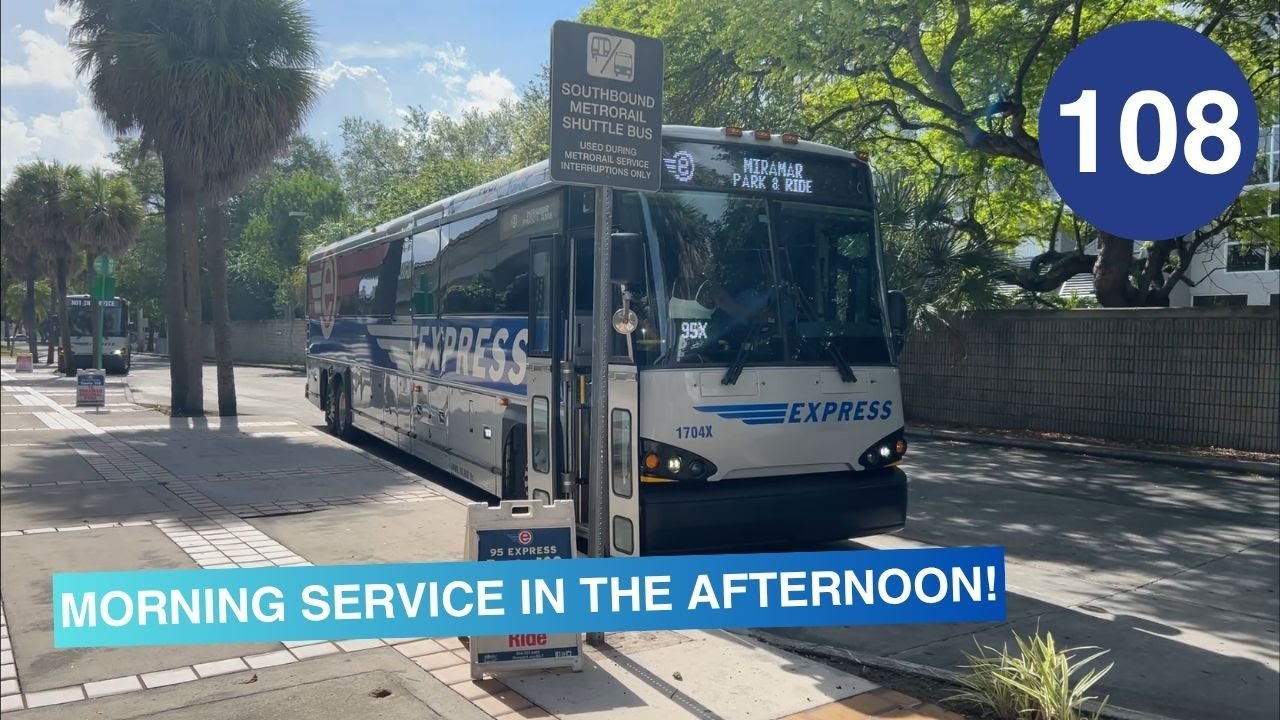 Riding Broward County Transit Bus 108, Miramar Park & Ride to Culmer Station, 2017 MCI D4500CT
