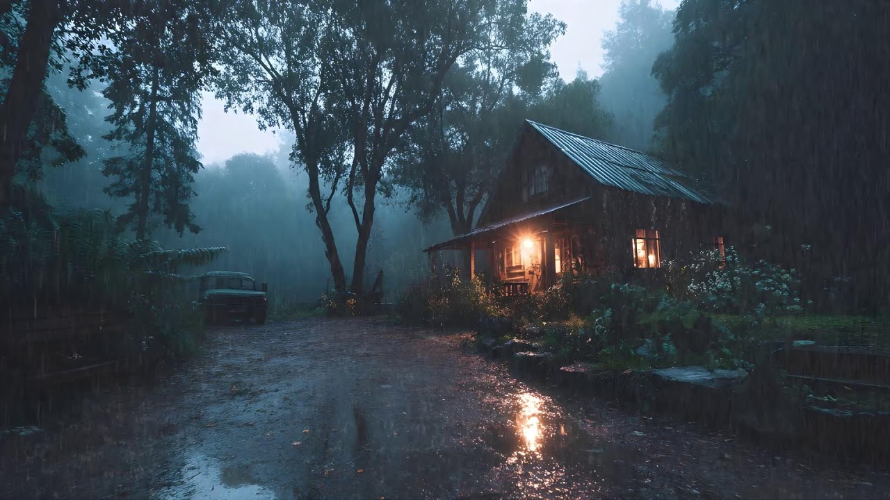 Night Rain Sounds in a Traditional House in the Forest 🌧️ Calm Sleep Ambience for Insomnia Relief