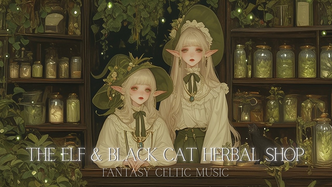 【Fantasy Celtic Music／Vocal】エルフと黒猫の薬草店- The Elf & Black Cat Herbal Shop【Streaming／Meditation】／作業用BGM