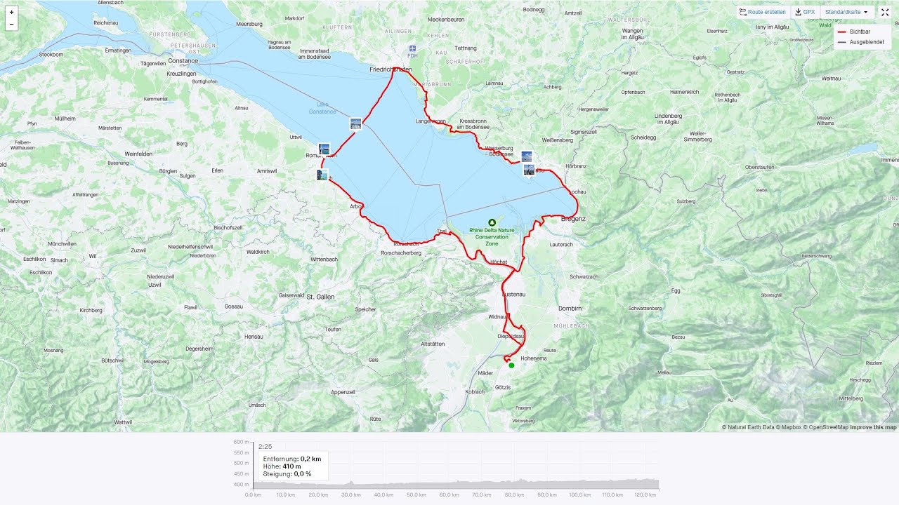 Kleine Bodensee-Runde mit dem Fahrrad ab Altach mit Fähre Romanshorn - Friedrichshafen