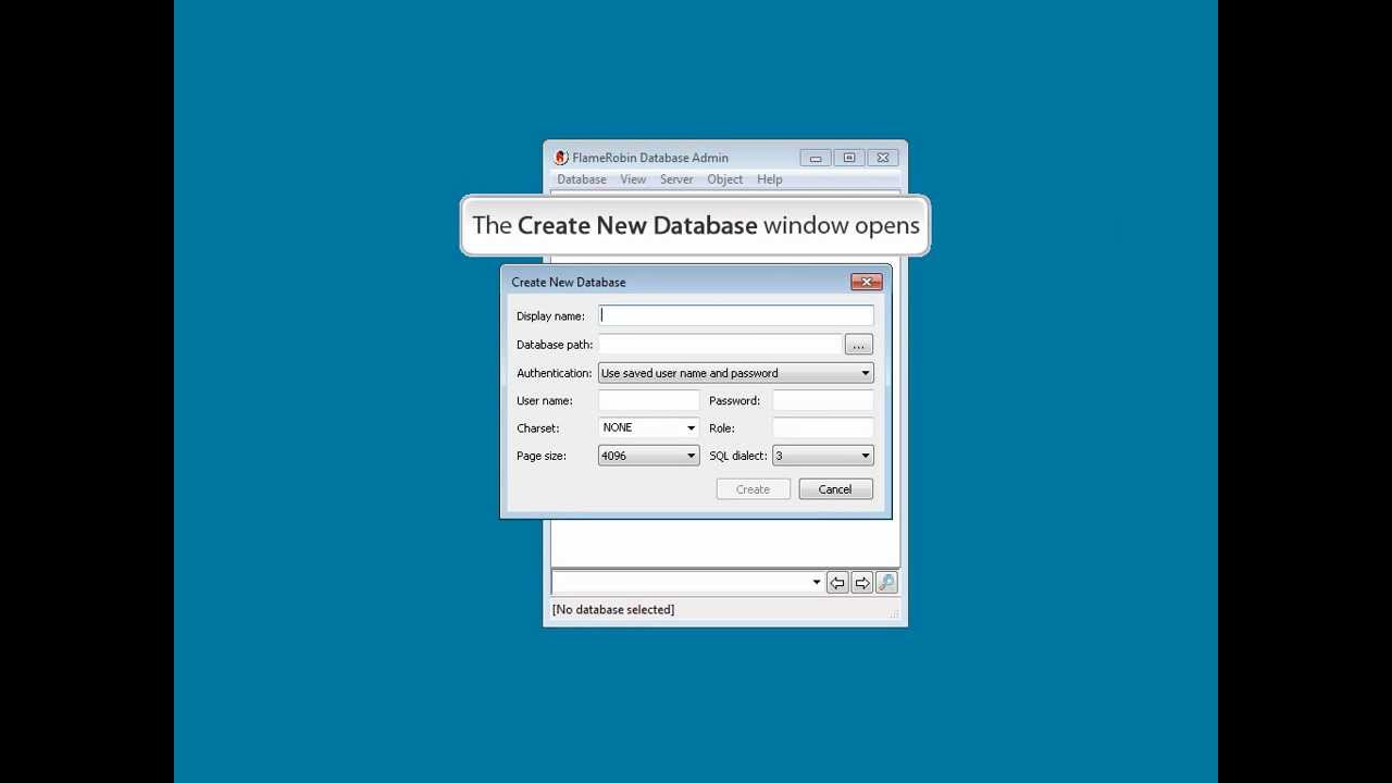 How to create new Firebird database in Flamerobin
