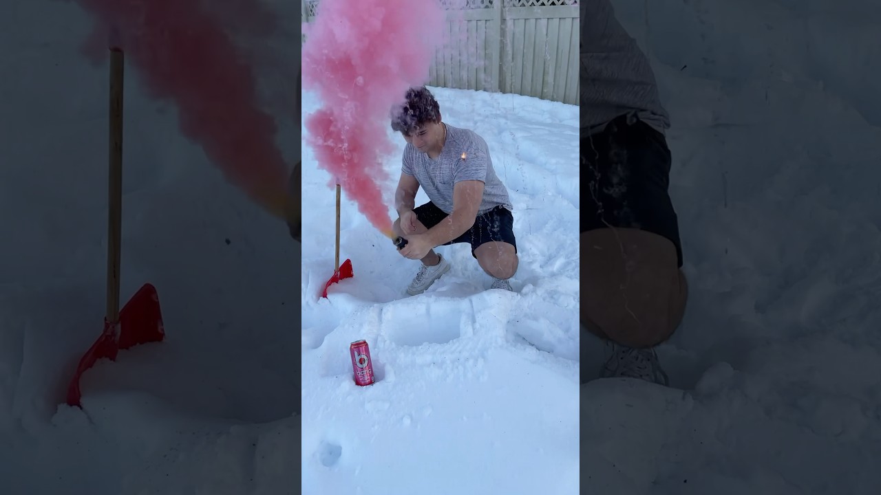 Trapping SMOKE inside Snow for 24 Hours!! 😱 #experiment #science #smokebombs #shorts #comedy #diy