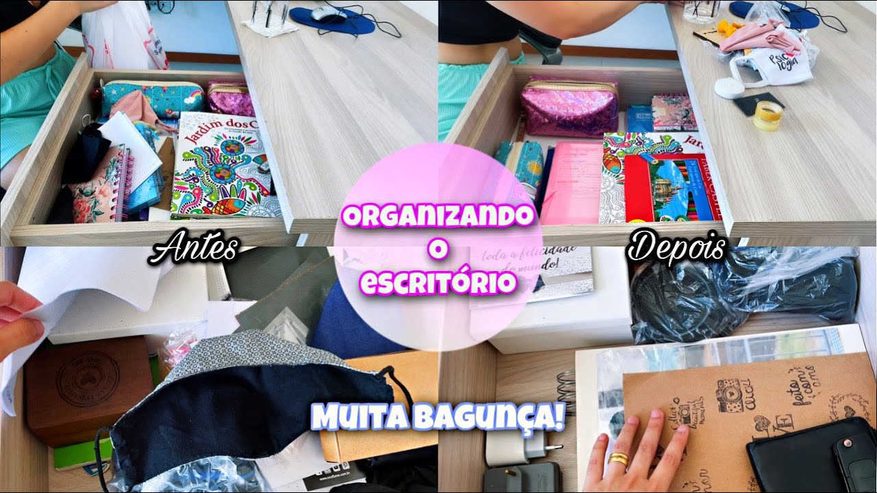 ORGANIZANDO AS GAVETAS DO ESCRITÓRIO | Estava uma bagunça 😳