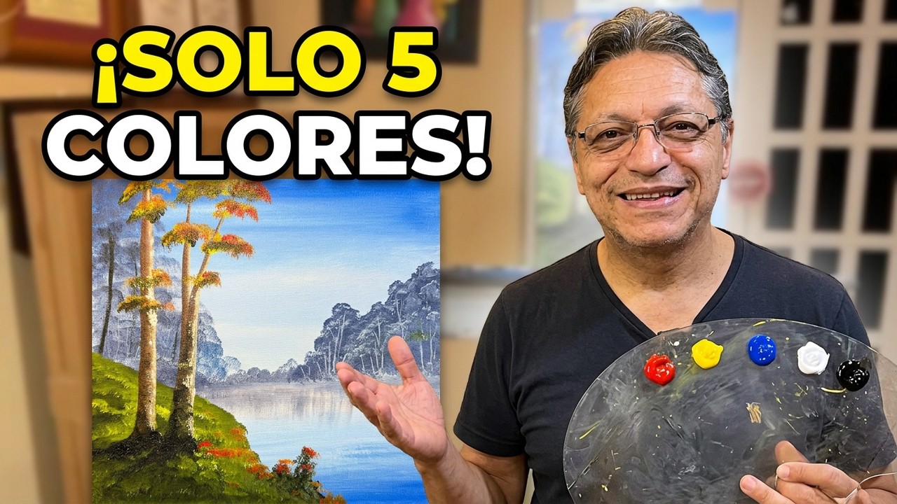 Arboles... DIBUJA Y COLOREA FACIL CON ACRILICO - Cinco colores básicos