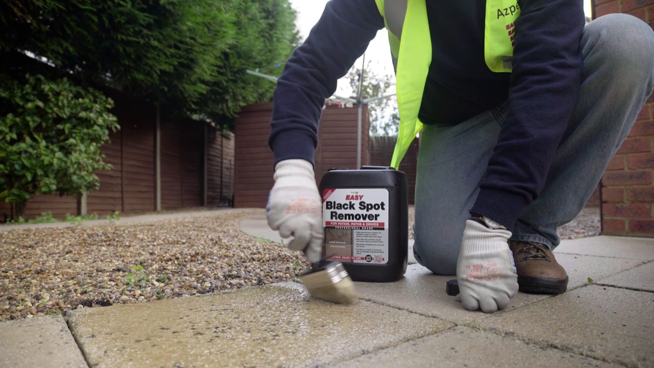 Applying EASY Black Spot Remover - For Patios, Paths and Drives
