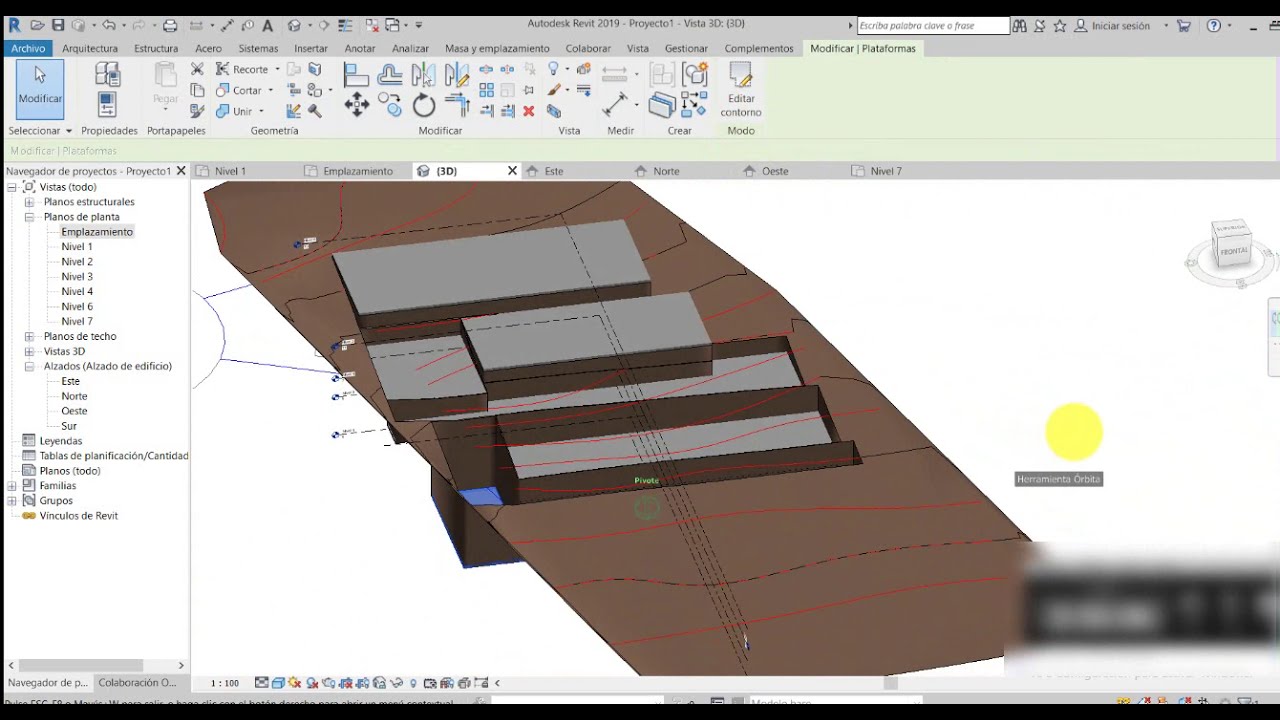 Plataformas sobre superficie topografica- Revit