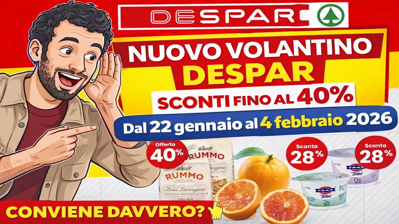 VOLANTINO DESPAR DAL 22 GENNAIO AL 4 FEBBRAIO 2026 SCONTI FINO AL 40% ⚠️ CONVIENE DAVVERO? 