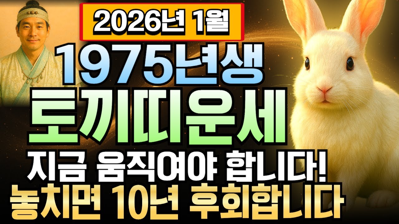 을묘년생 토끼띠 1975년생 51세 운세 1월 특급 정보, 병오년 돈의 흐름 엄청나고 재물운 전성기 맞아 인생역전 완성되는 최고의 때예요!