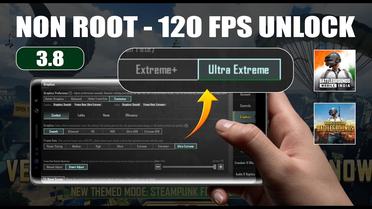 Unlock 100% REAL 120 / 90 FPS in PUBG 3.8 Update 😱 Unlock 120 / 90 FPS in BGMI 3.8 Update 🚀 NO BAN 😱