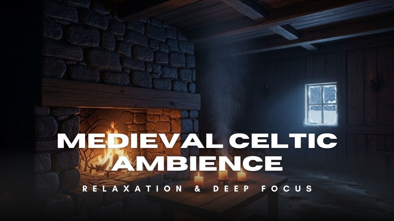 Medieval Celtic Music for Studying | Snowy Nordic Fortress Night Ambience