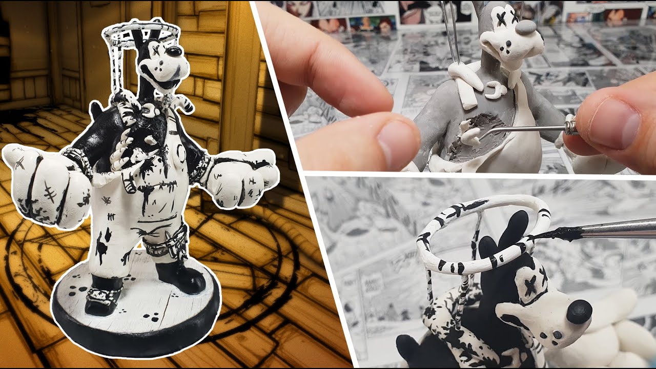 How to make BRUTE BORIS from the game BATIM ⚫⚪⚫ Polymer Clay Tutorial ⚫⚪⚫