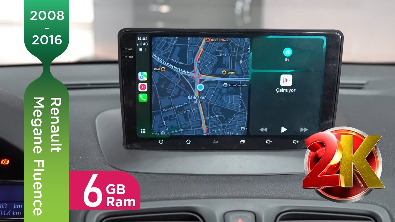 Renault Megane 3- Fluence 2008-2016 6 GB RAM 2K Ekran Kablosuz Carplay Android Multimedya Navigasyon