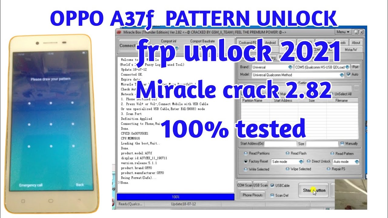 Oppo A37f pattern unlock miracle crack 2.82 100% tested 2021