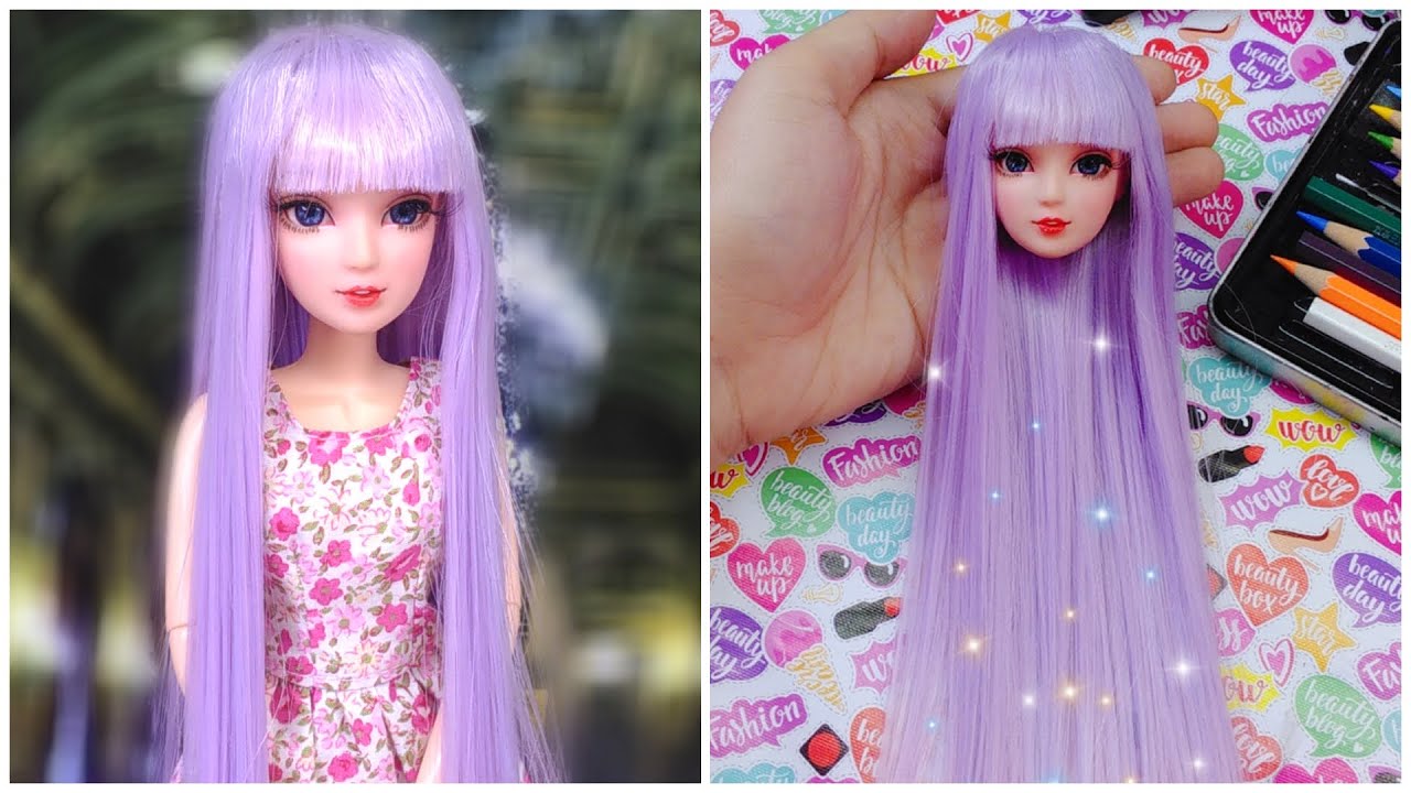 Barbie Doll Makeup and Hairstyles ~ How to make a Doll Wig