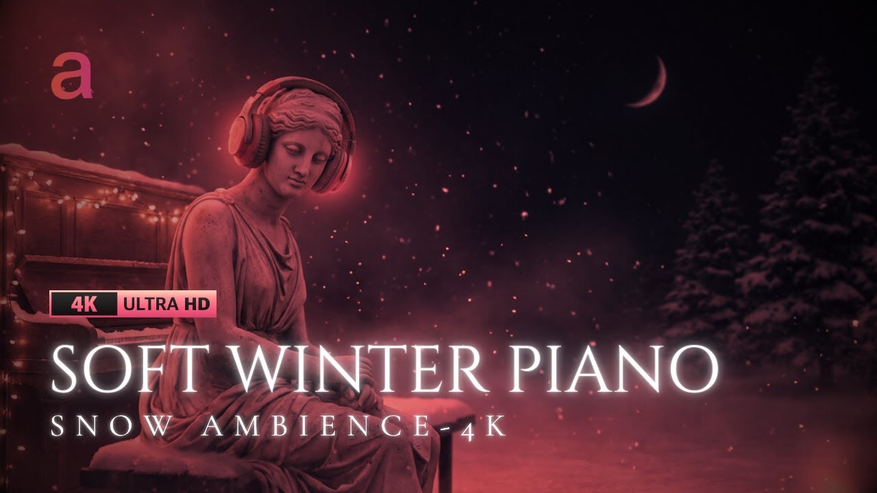 Soft Winter Piano & Snow Ambience | 4K Instrumental Music for Deep Sleep & Relaxation [3 Hours]