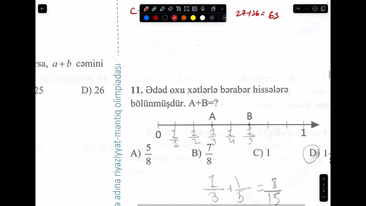 Lütfizadə adına Riyaziyyat-Məntiq olimpiası 1-ci mərhələ. Sualların izahı 03.03.2024
