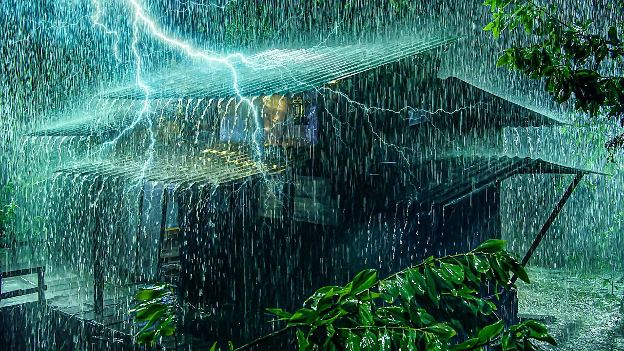 Wipe Away Insomnia to Fall Asleep Instantly with Heavy Rainfall & Distant Thunder for Deep Sleep
