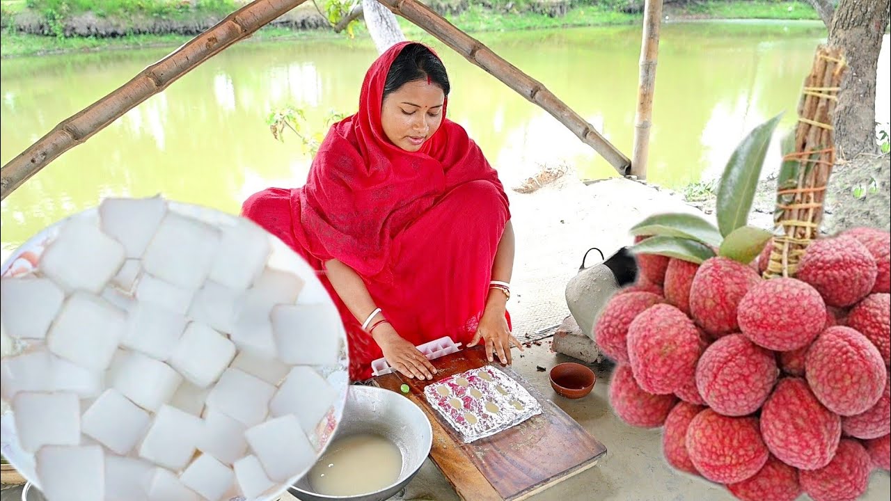 খুব সহজে বাড়িতে ছোটবেলার স্মৃতি জড়িত লিচুর জেলি বানালাম || lichi jelly chocolate recipe