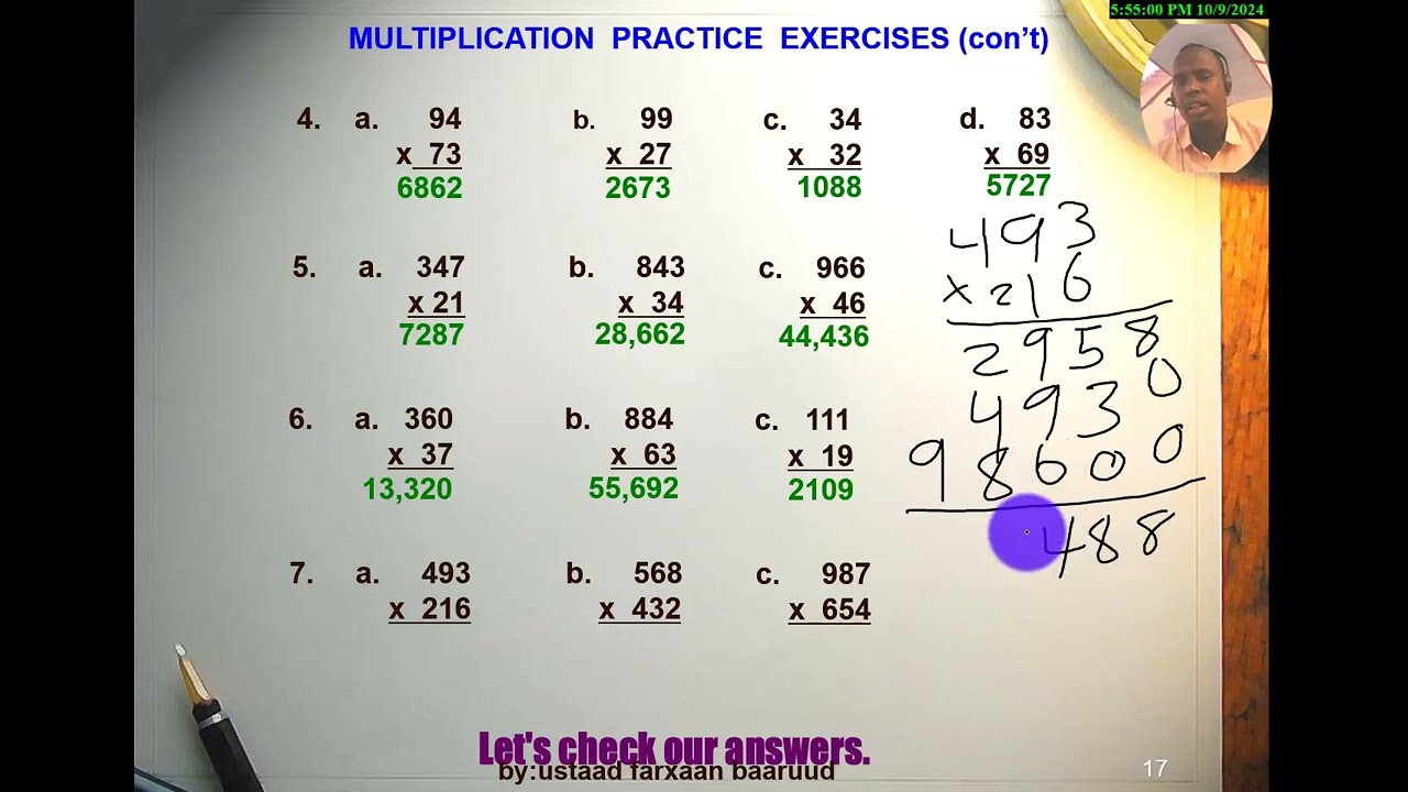 casharka 8aad iskudhufashada kubaro 20 daqiiqo oo kaliya ( multiplication learn only 20 minutes)