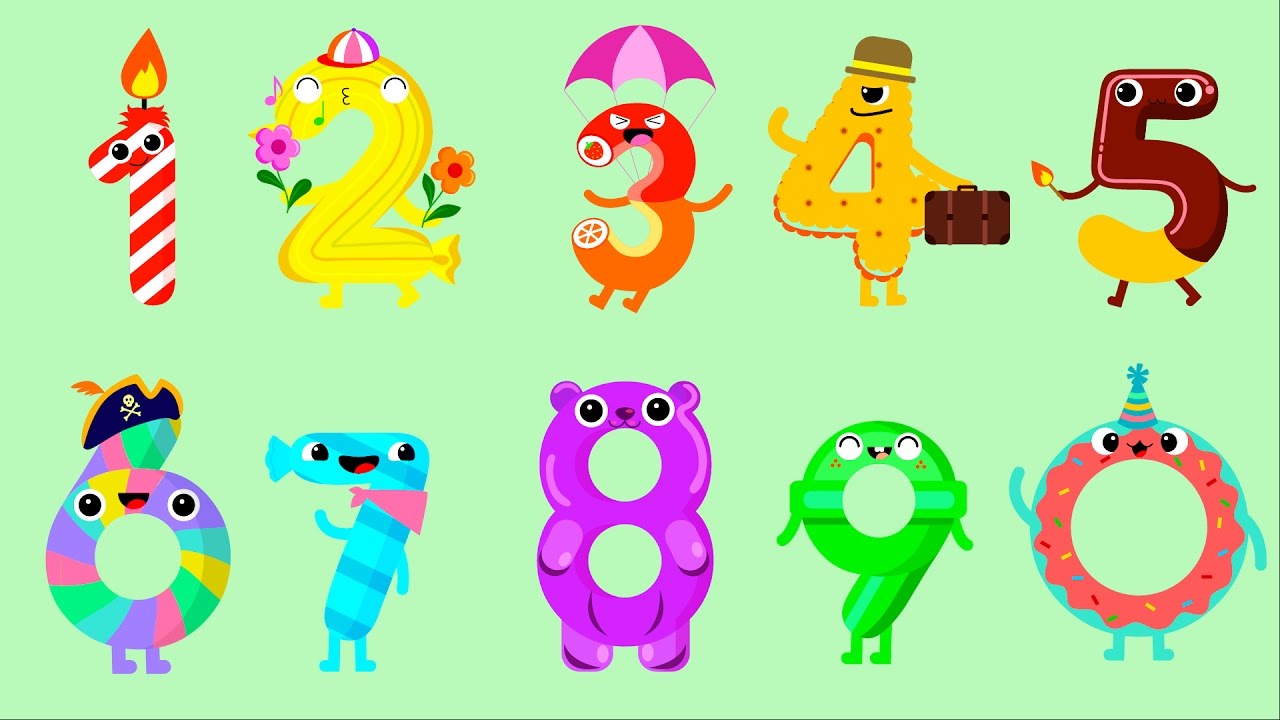 Candy 123 Написание чисел для детей (Candybots) - Узнать от 1 до 10 номеров на английском языке