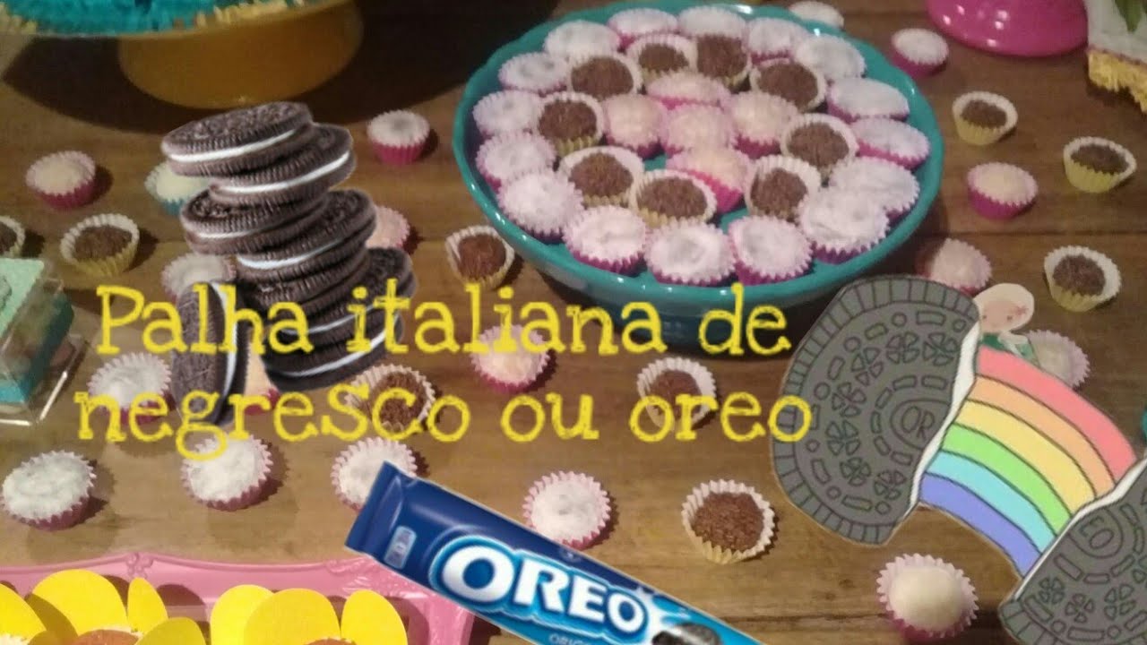 Palha italiana de ninho e biscoito (negresco ou oreo) docinho para festa