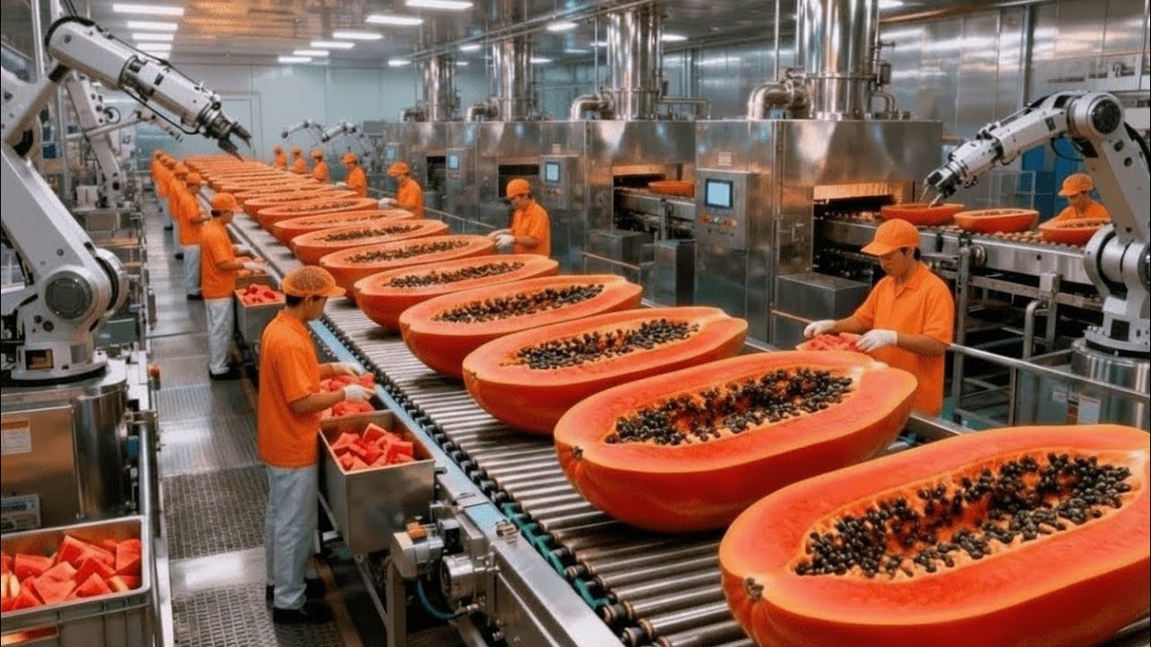 Inside a Modern Papaya Factory | From Fresh Papaya to Jam, Candy & Puree (Full Process)