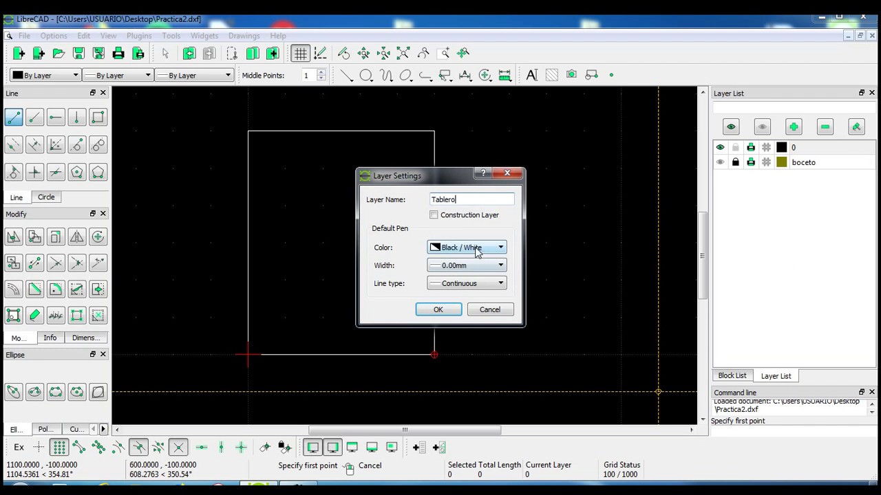 LibreCAD 07: Manejo de capas y Trim two