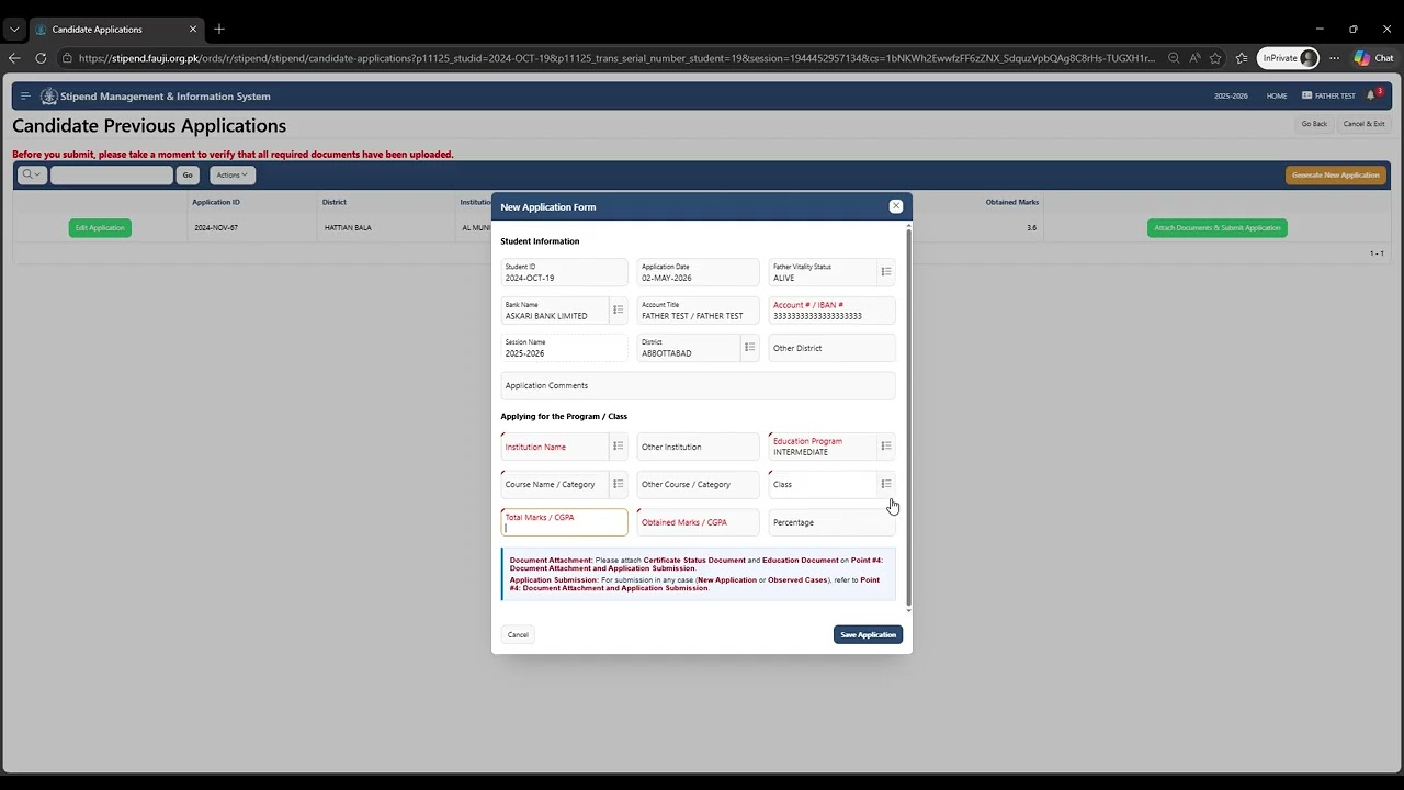 Version 2 - Online Stipend Part 4 - Generate New Application