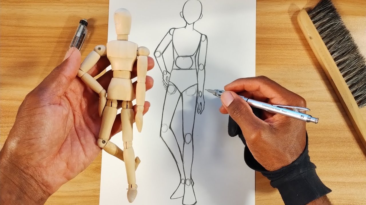 Como desenhar o corpo de Anime usando Boneco de Manequim Passo a Passo