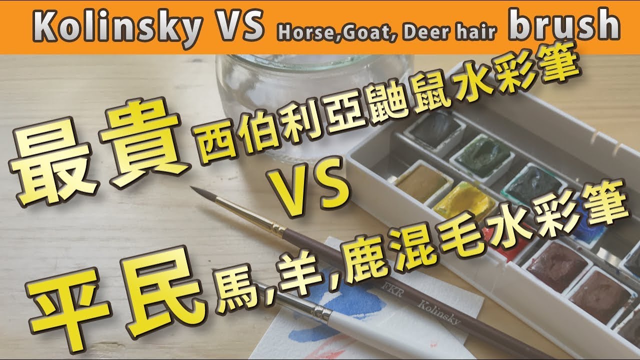 最貴西伯利亞鼬鼠水彩筆 VS 平民馬,羊,鹿混毛水彩筆|屯門畫室|Kolinsky VS Horse,Goat, Deer hair brush