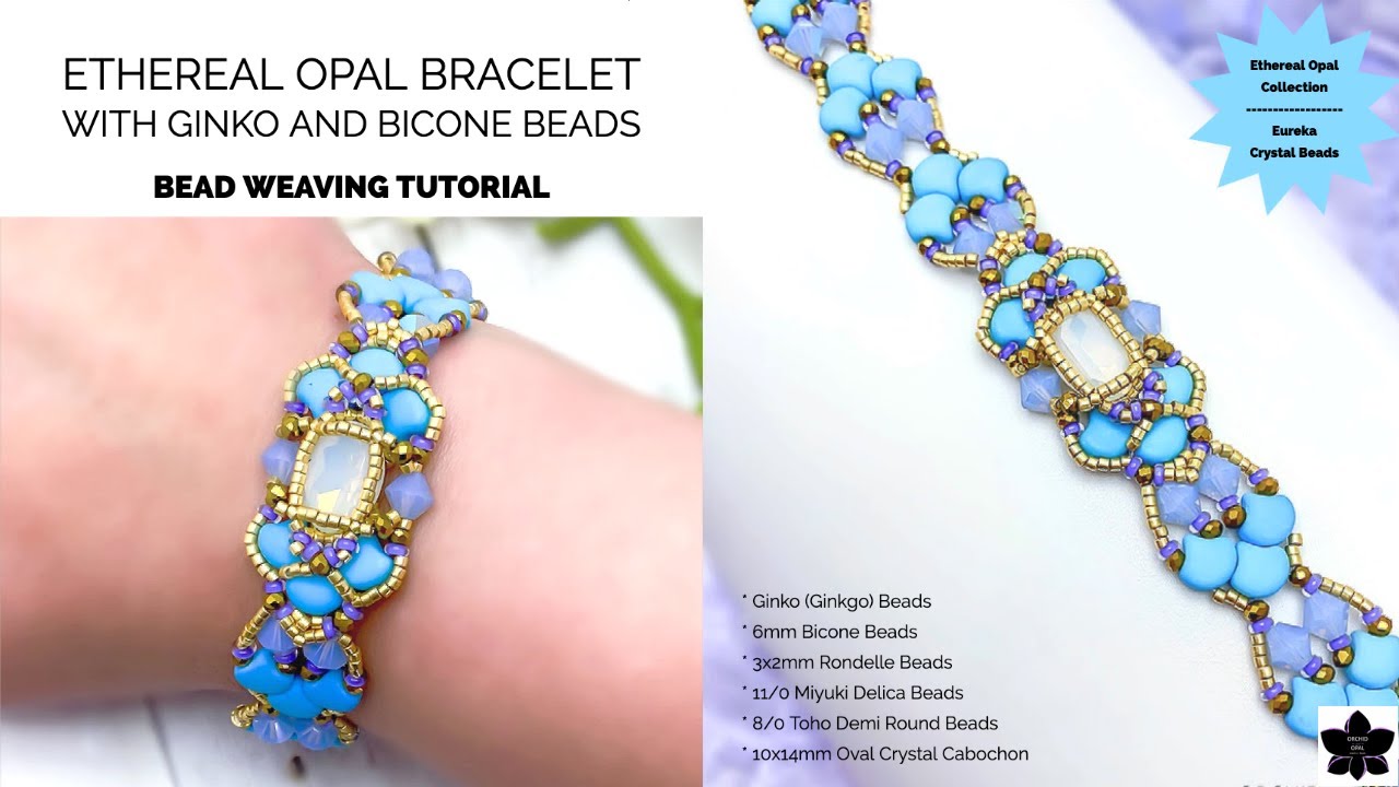 Ethereal Opal Crystal Bicone and Ginko Bead Bracelet Tutorial