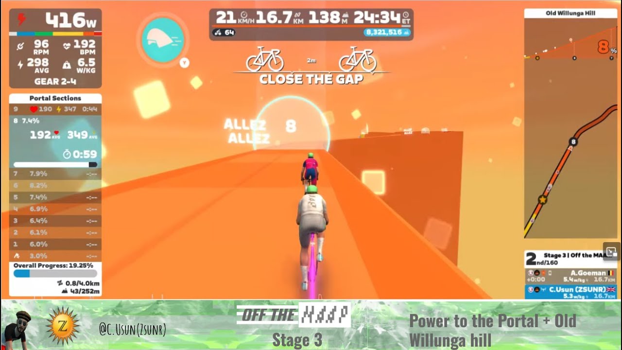 Zwift - Stage 3 | Off the MAAP | Power to the Portal + Old Willunga hill | "Group ride"