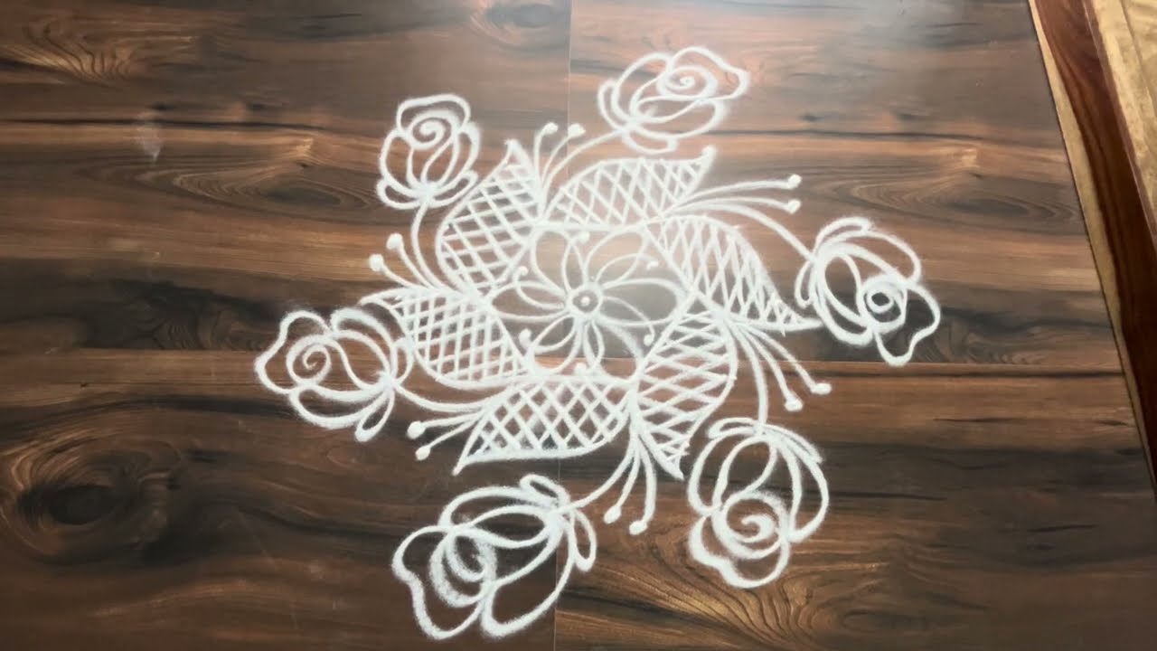 Simple rose rangoli #rangoli #dialyrangoli #muggulu 