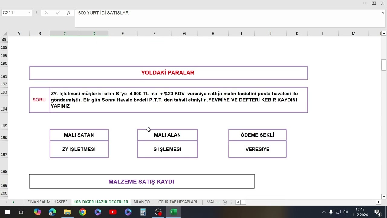 (DERS-28) 108 DİĞER HAZIR DEĞERLER- DETAYLI  KONU ANLATIMI -YOLDAKİ PARALAR