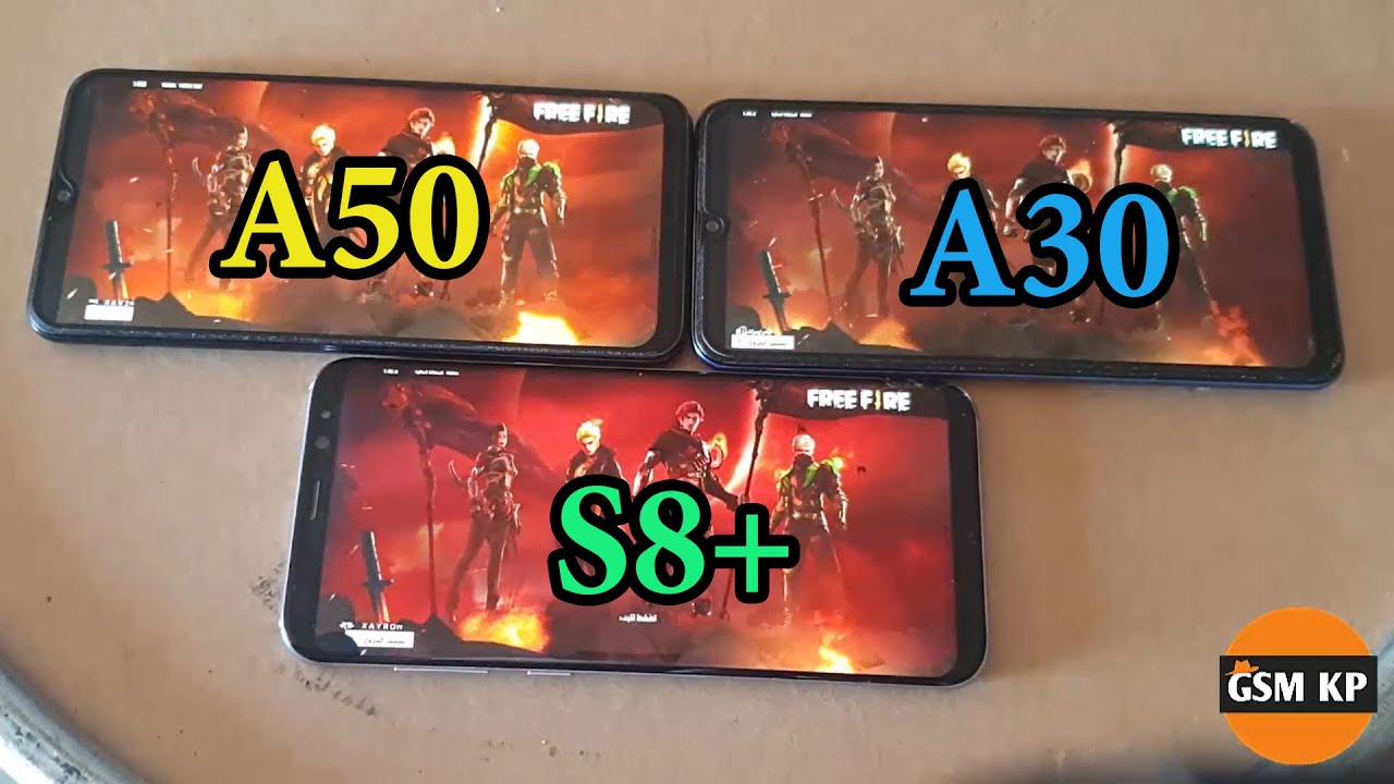 Free fire Galaxy S8 plus vs Galaxy A50 vs Galaxy A30 TEST SPEED GAMING 2020