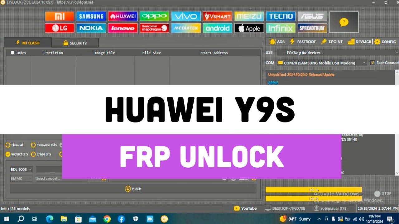 Huawei Y9s Frp bypass/Huawei Y9s STK-L21 Frp remove by Unlocktool
