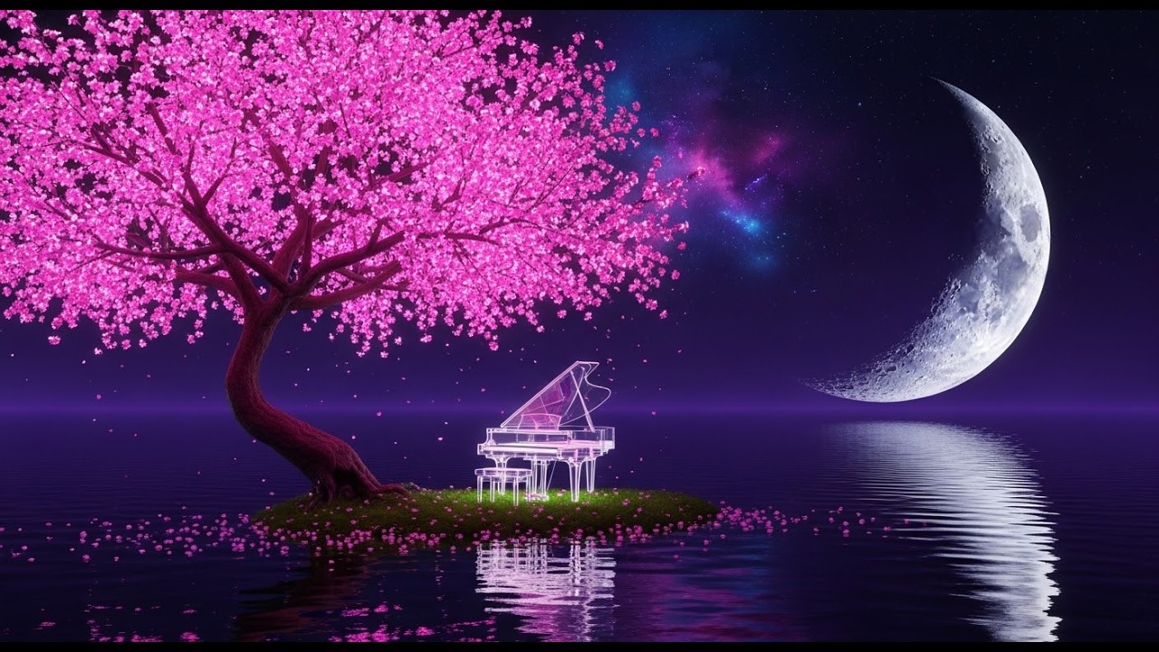Midnight Sakura Lake Reflection 🌸 528Hz Deep Healing Piano for Dreaming