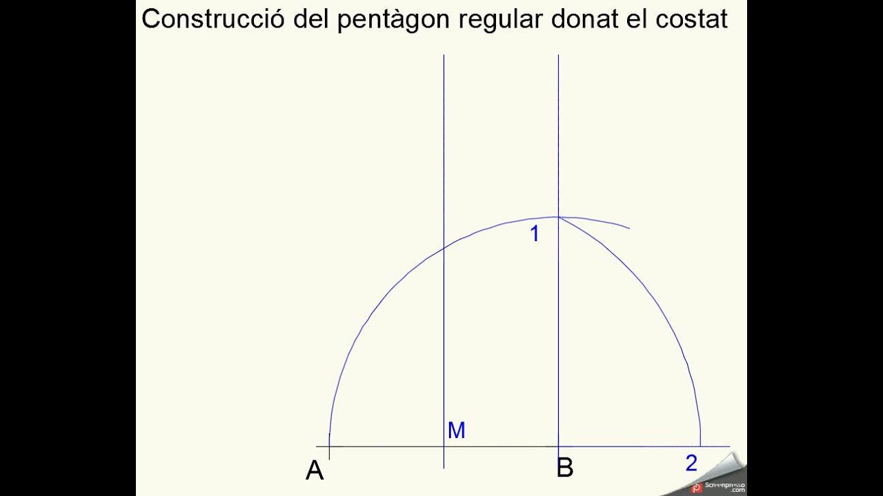Construcci&oacute; del pent&agrave;gon regular donat el costat