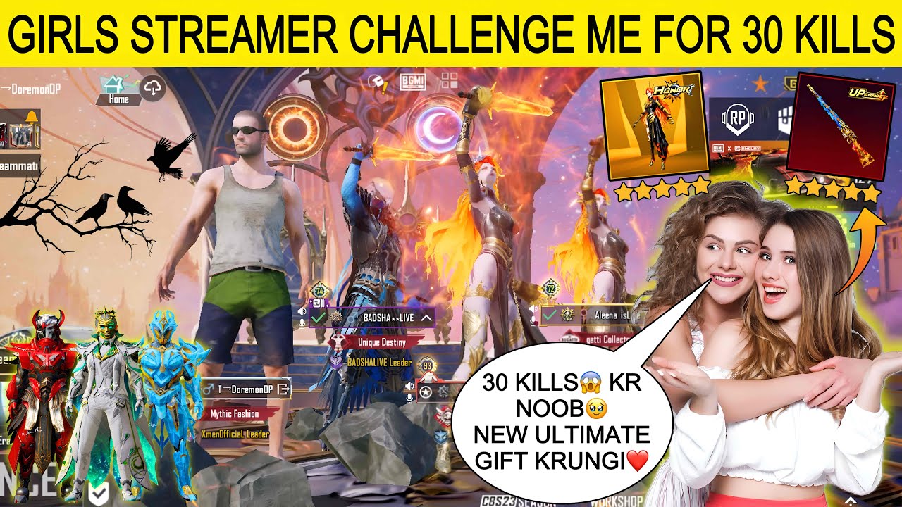 RANDOM GIRL STREAMER😍CHALLENGE🥶ME FOR 30 KILLS😱 SHE GIFT ME NEW ULTIMATE SET SHOCKED😱ALL X-SUIT MAX🔥