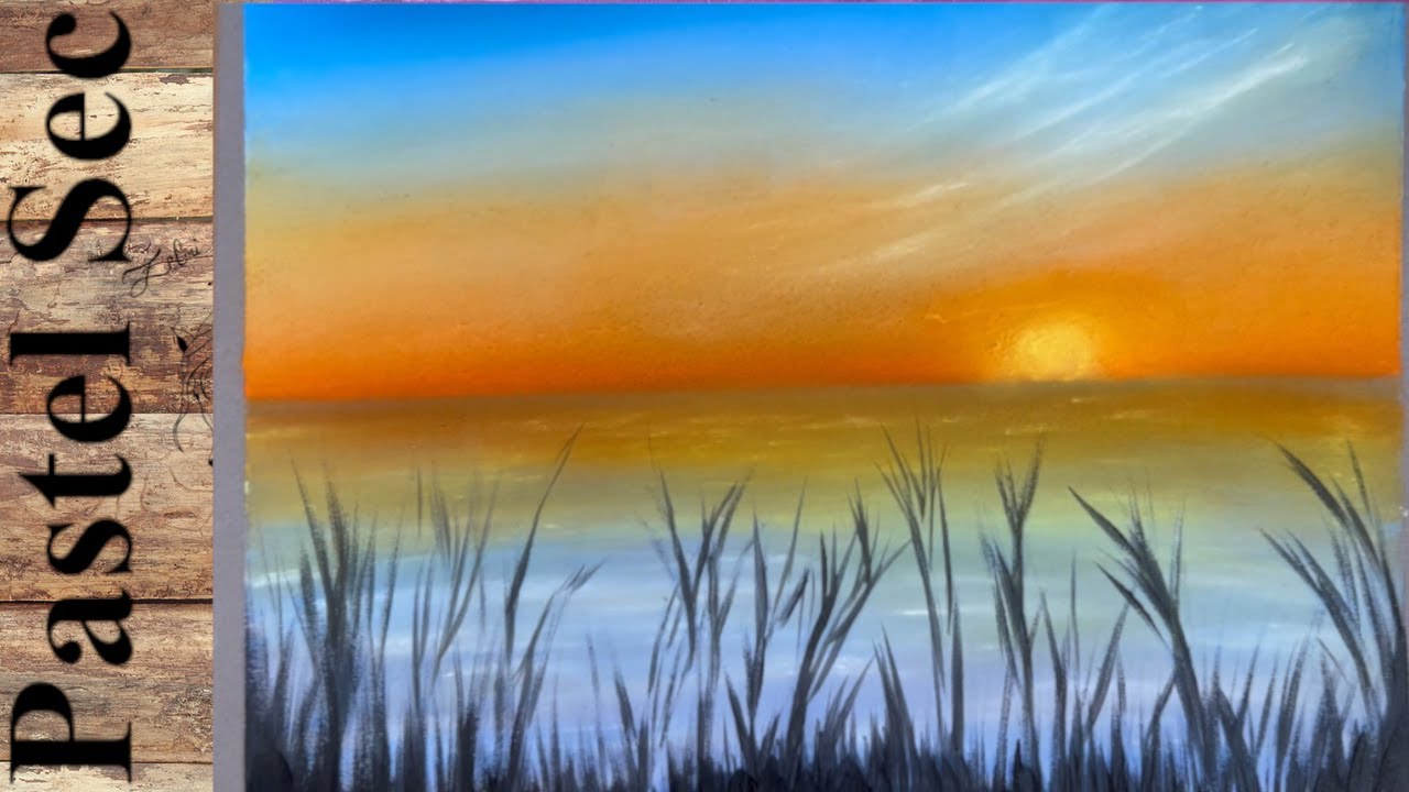 Soleil couchant au pastel sec et peinture acrylique ! easy painting beginners