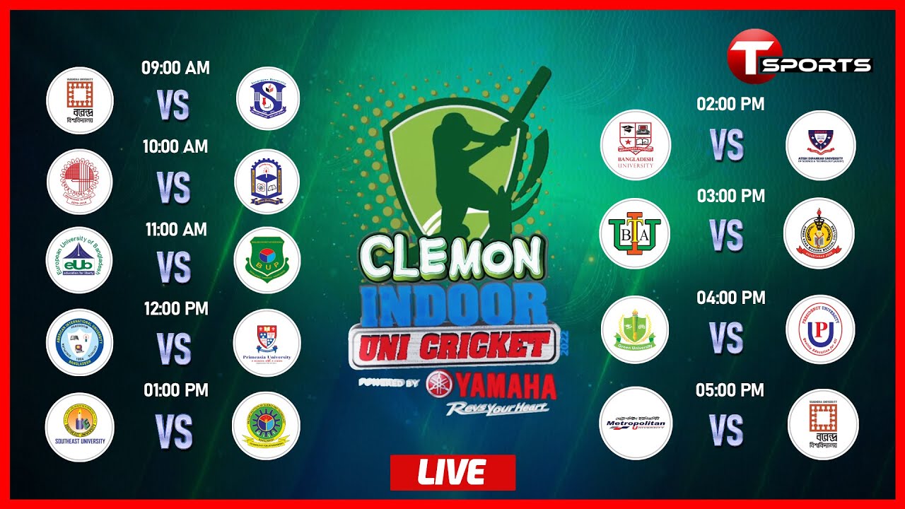 LIVE | Clemon Indoor Uni Cricket | Day - 2 | T Sports