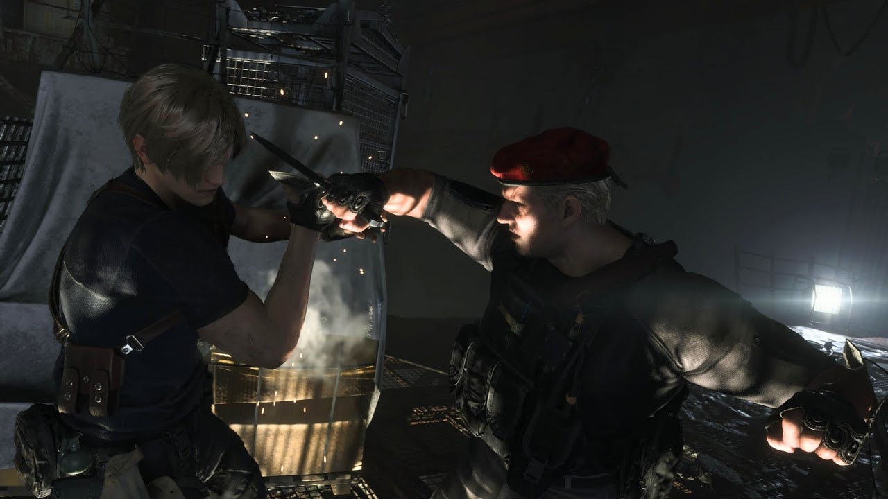 Resident Evil 4 Remake  Leon VS. Krauser Knife Fight - Cinematic Gameplay (4K 60fps)