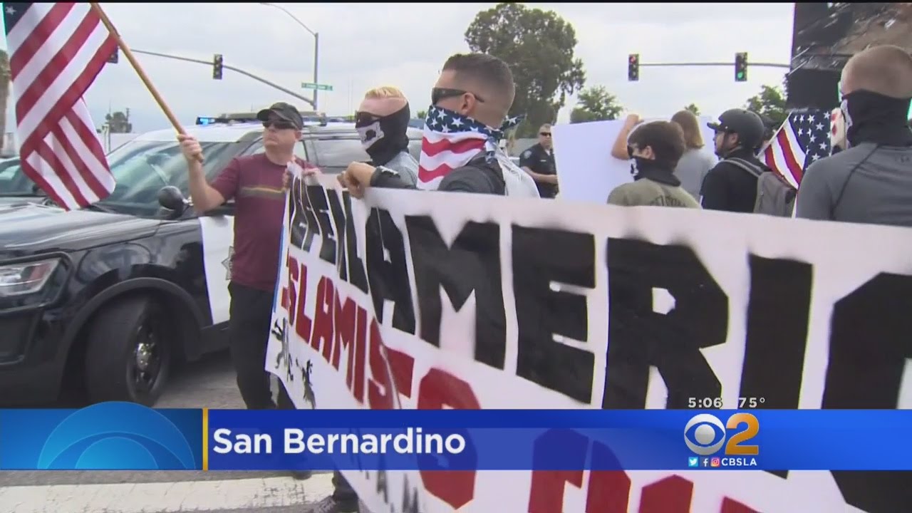 Anti-Sharia Law Protest Held In San Bernardino, Counter Protesters Accuse Group Of Being Anti-Muslim