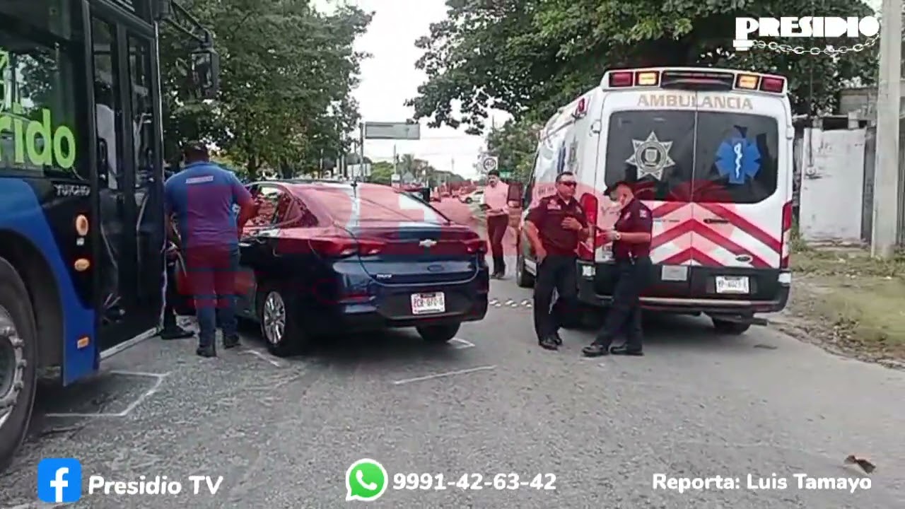 #Mérida, Intenta vuelta prohibida y es arrastrada por autobús || Presidio MX