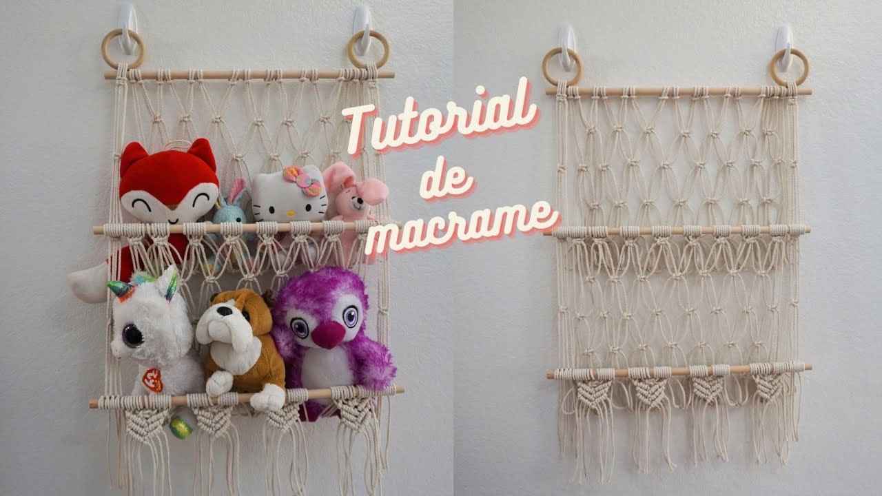 Tutorial de Macrame | Suporte para ursos de pelúcia | Organizador de Brinquedos |